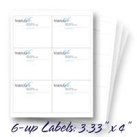 3.33 x 4 Labels 6 per sheet